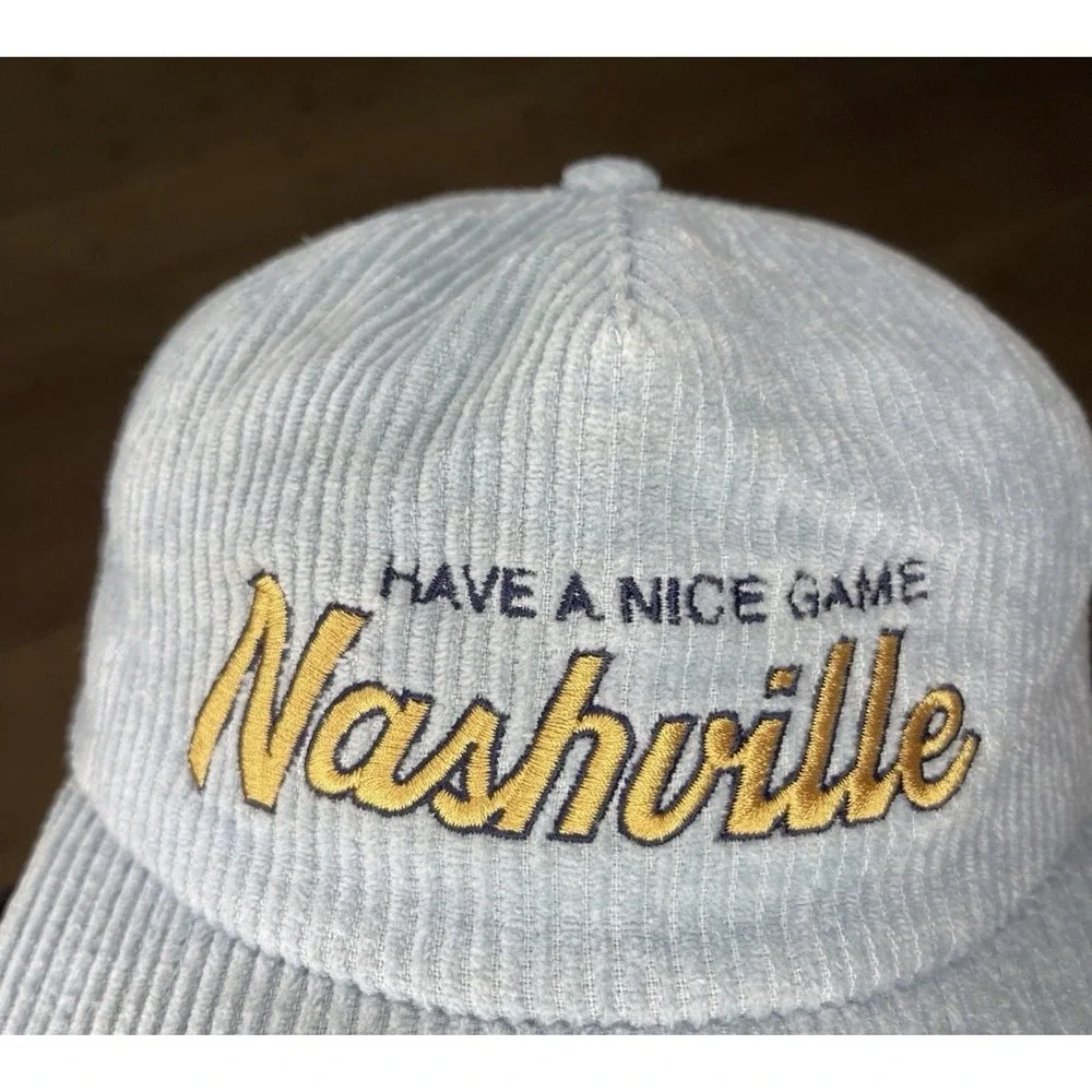 HAVE A NICE‎ GAME Nashville Script Light Baby Blue Corduroy Retro Snapback Hat